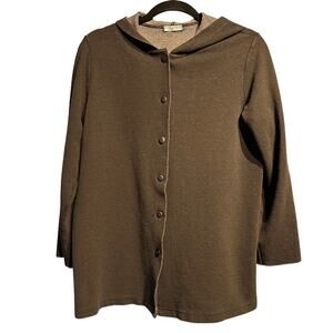 Russ Berens Size Medium Hooded Cardigan Black Gray Made in USA